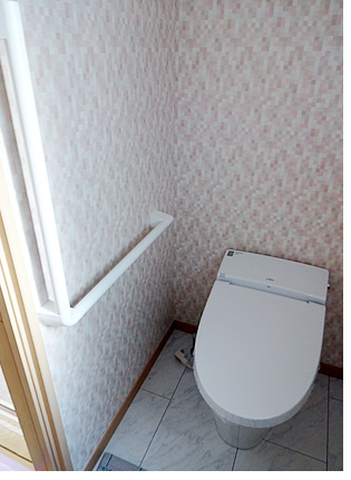 N3様邸リフォーム トイレのクロスを襖と合わせてまるで旅館のよう。