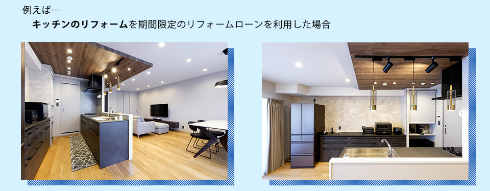 例えば…
　キッチンのリフォームを期間限定のリフォームローンを利用した場合の月々の返済金額は？（借入金額３００万）